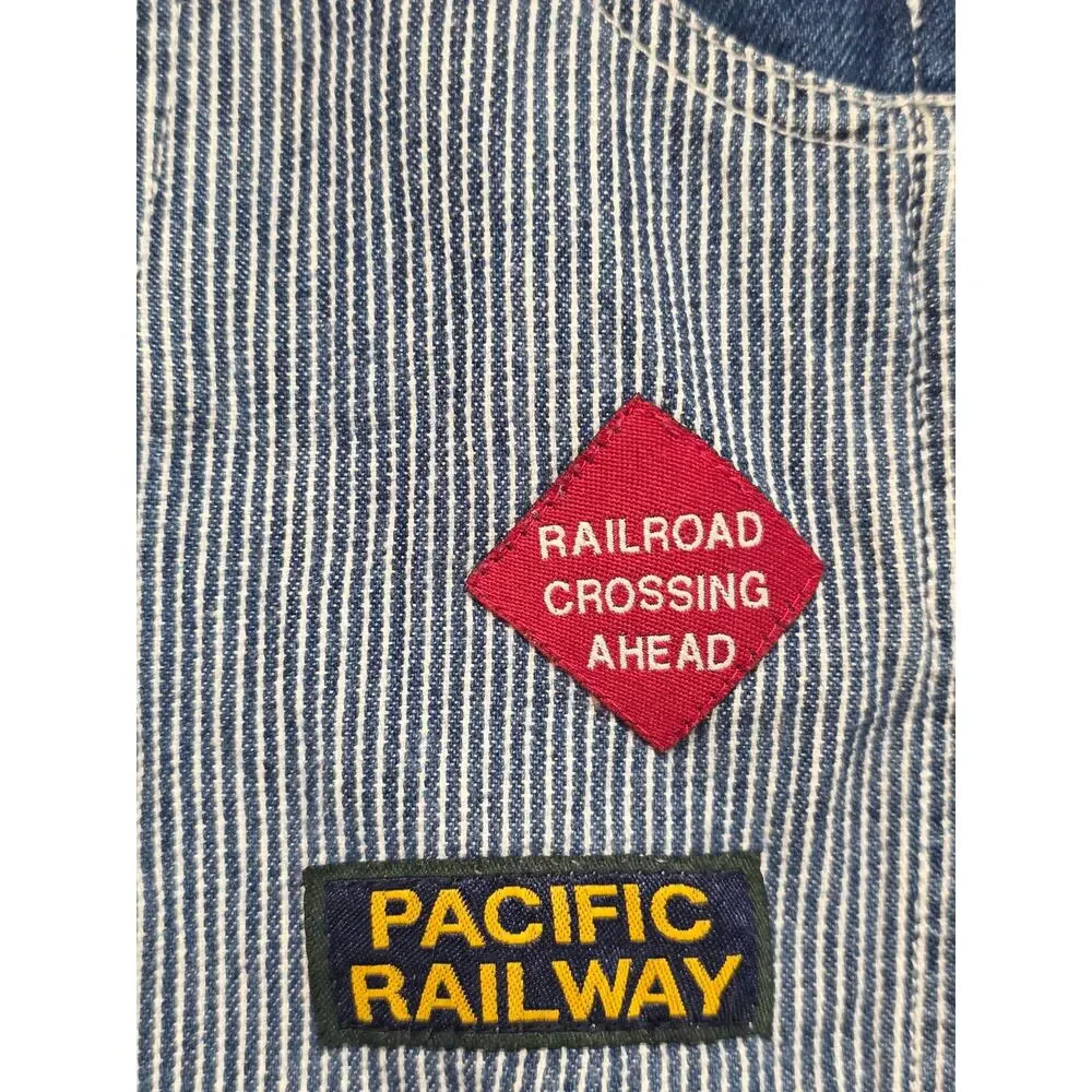 Vintage Baby 3-6 Months Overalls Pacific Railway Railroad Train Classic Patches